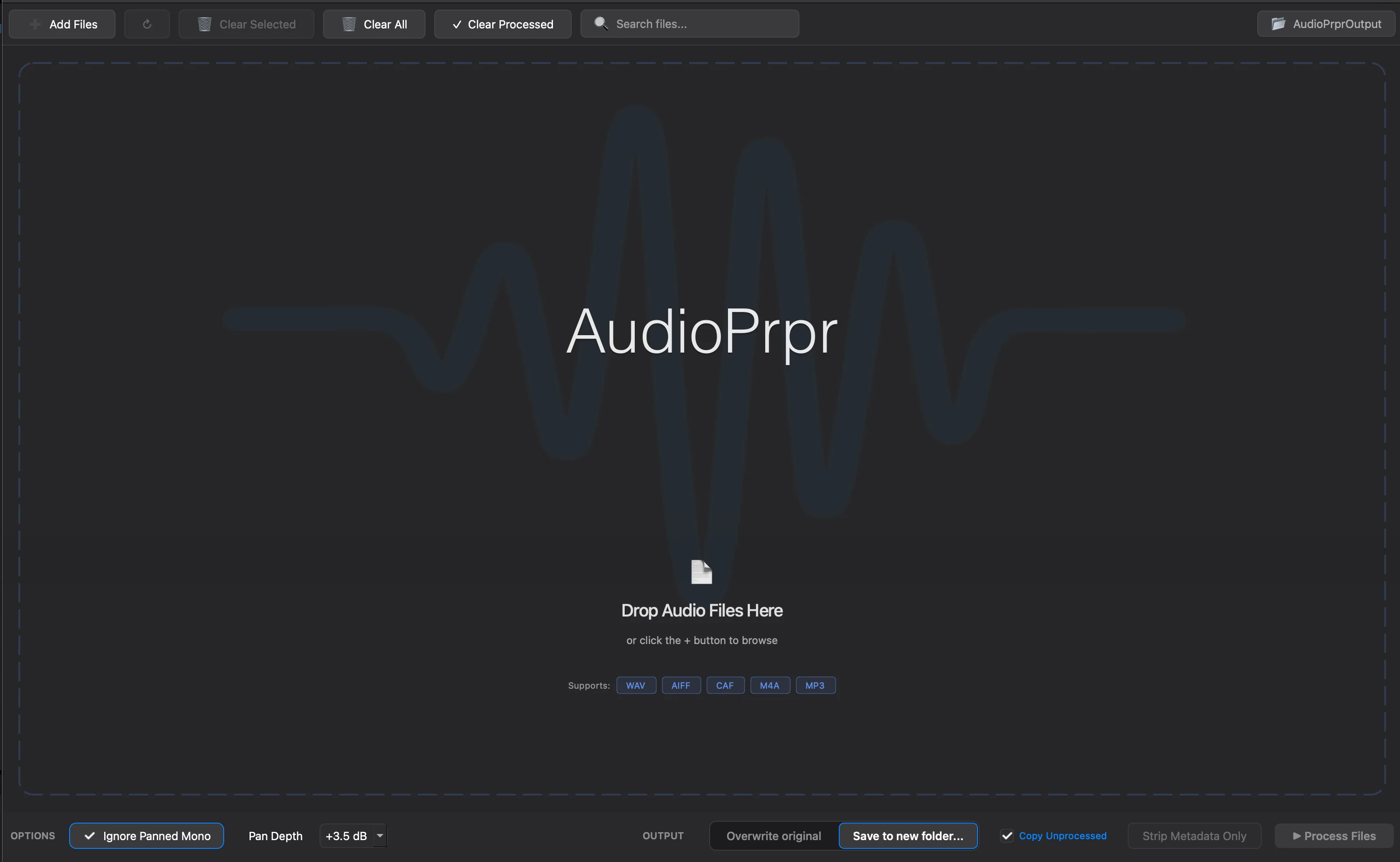 AudioPrpr application launch screen